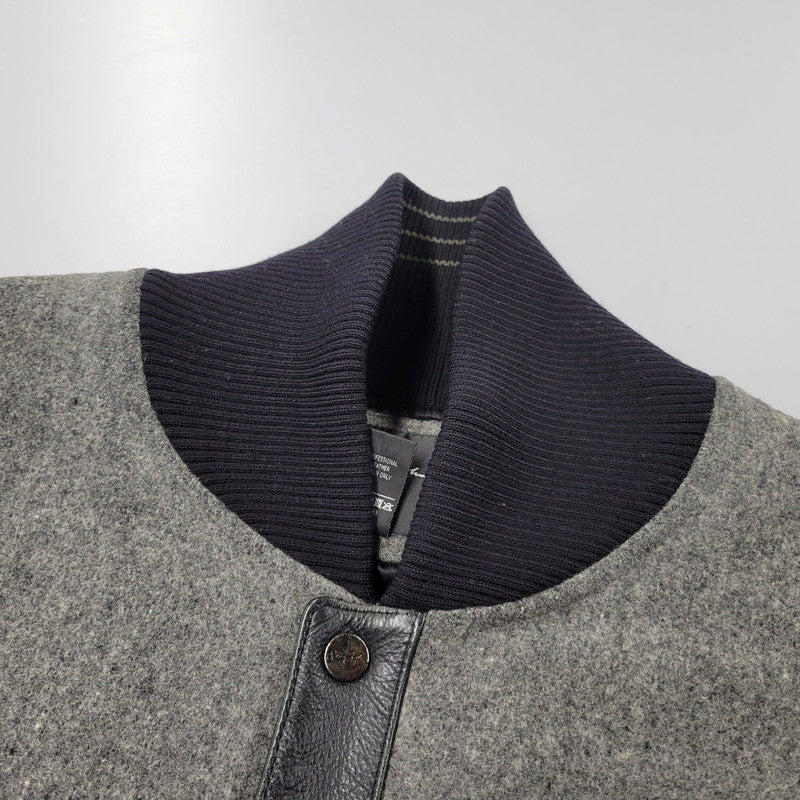【中古品】【メンズ】 QUILTING LINER GENUINE LEATHER×WOOL SUTADIUM JACKET キルティング ライナー ジェニュイン レザー ウール スタジアムジャケット スタジャン 146-260118-tt-01-izu サイズ：XL カラー：グレー×ブラック 万代Net店