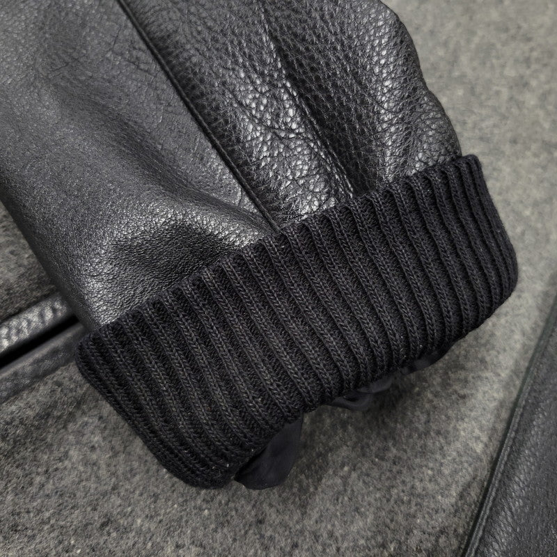 【中古品】【メンズ】 QUILTING LINER GENUINE LEATHER×WOOL SUTADIUM JACKET キルティング ライナー ジェニュイン レザー ウール スタジアムジャケット スタジャン 146-260118-tt-01-izu サイズ：XL カラー：グレー×ブラック 万代Net店