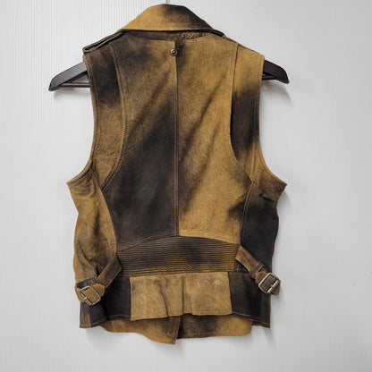【中古品】【レディース】 LAMB LEATHER RIDERS VEST ラムレザー ライダースベスト 168-260122-as-14-izu サイズ：S カラー：ブラウン系 万代Net店