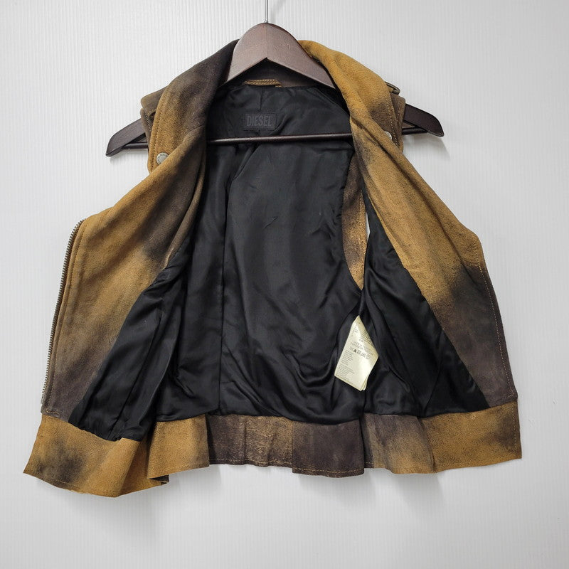 【中古品】【レディース】 LAMB LEATHER RIDERS VEST ラムレザー ライダースベスト 168-260122-as-14-izu サイズ：S カラー：ブラウン系 万代Net店
