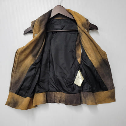 【中古品】【レディース】 LAMB LEATHER RIDERS VEST ラムレザー ライダースベスト 168-260122-as-14-izu サイズ：S カラー：ブラウン系 万代Net店