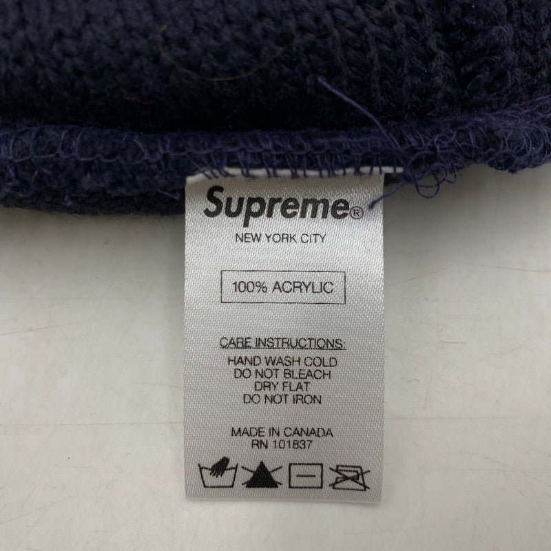 【中古品】【メンズ/レディース】 STRIPE CUFF BEANIE ストライプ カフ ビーニー ニット帽 帽子 185-260119-as-02-izu サイズ：F カラー：ネイビー 万代Net店