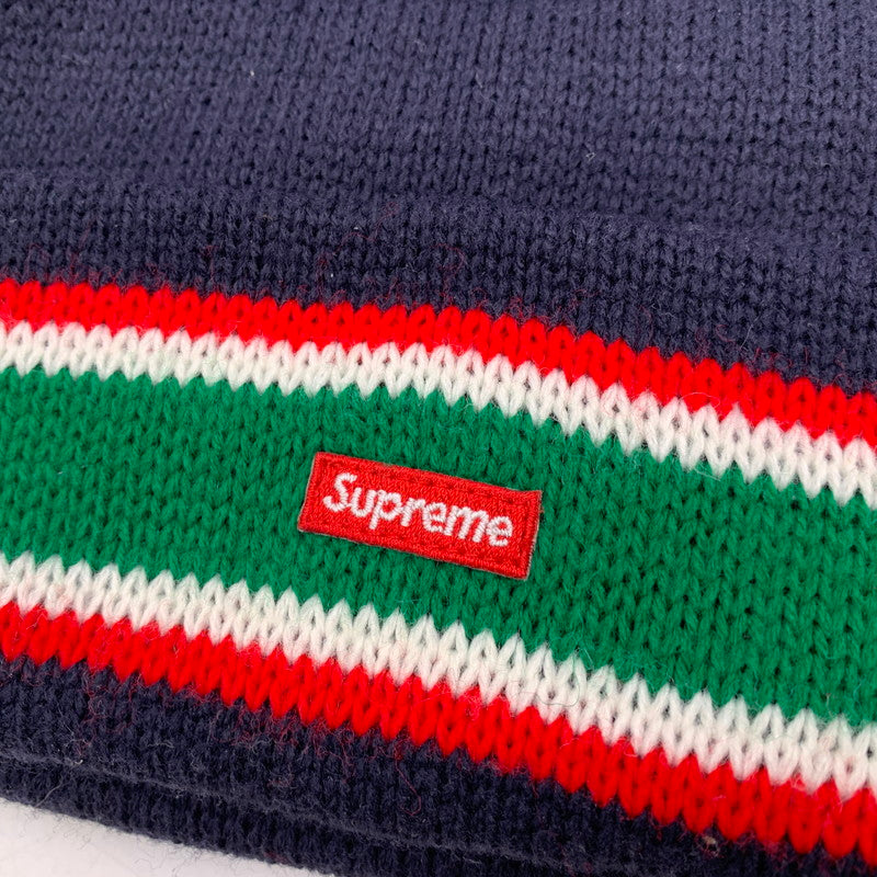 【中古品】【メンズ/レディース】 STRIPE CUFF BEANIE ストライプ カフ ビーニー ニット帽 帽子 185-260119-as-02-izu サイズ：F カラー：ネイビー 万代Net店