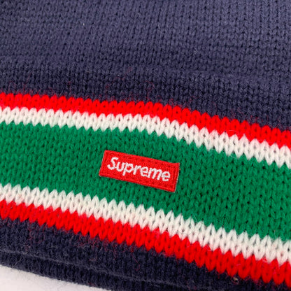 【中古品】【メンズ/レディース】 STRIPE CUFF BEANIE ストライプ カフ ビーニー ニット帽 帽子 185-260119-as-02-izu サイズ：F カラー：ネイビー 万代Net店