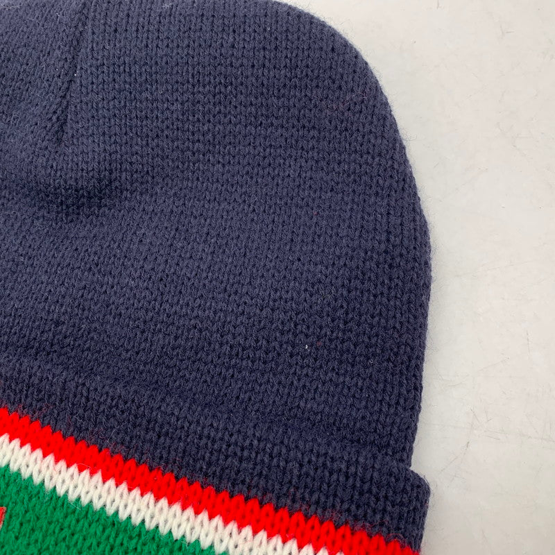 【中古品】【メンズ/レディース】 STRIPE CUFF BEANIE ストライプ カフ ビーニー ニット帽 帽子 185-260119-as-02-izu サイズ：F カラー：ネイビー 万代Net店