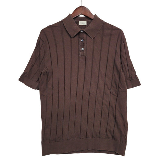 【中古品】【メンズ】 GALLIA KNIT PROJECT ガリア ニット プロジェクト KNIT POLO SHIRT ニット ポロシャツ 半袖 トップス 141-260123-as-30-izu サイズ：M カラー：ブラウン 万代Net店