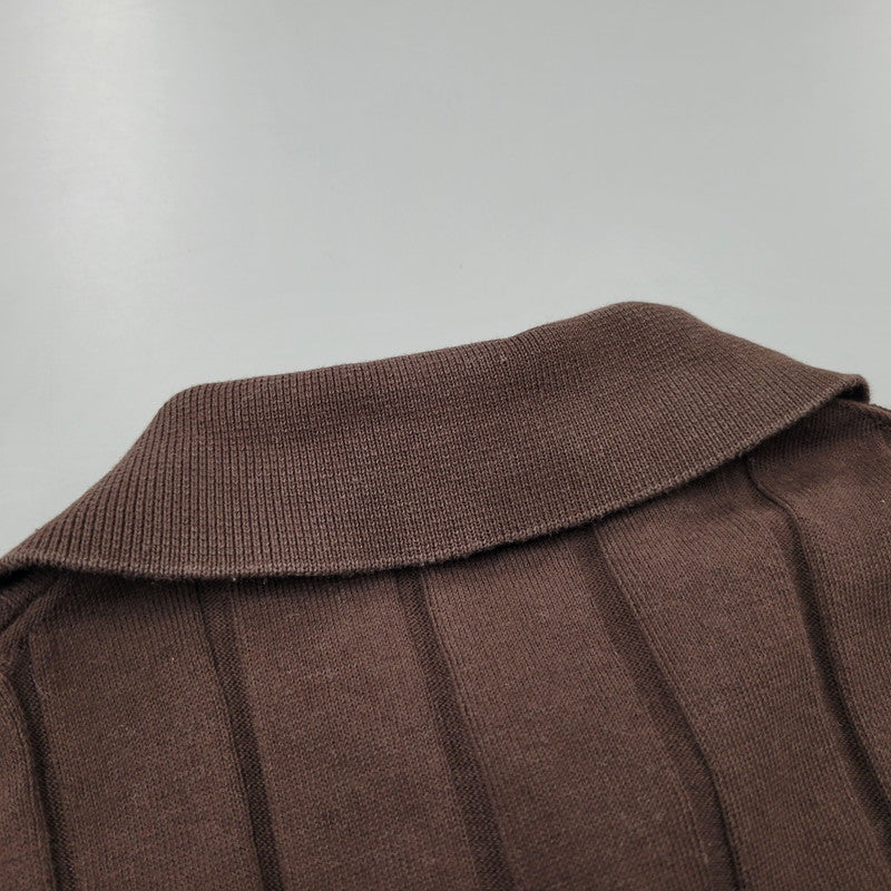 【中古品】【メンズ】 GALLIA KNIT PROJECT ガリア ニット プロジェクト KNIT POLO SHIRT ニット ポロシャツ 半袖 トップス 141-260123-as-30-izu サイズ：M カラー：ブラウン 万代Net店