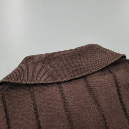 【中古品】【メンズ】 GALLIA KNIT PROJECT ガリア ニット プロジェクト KNIT POLO SHIRT ニット ポロシャツ 半袖 トップス 141-260123-as-30-izu サイズ：M カラー：ブラウン 万代Net店