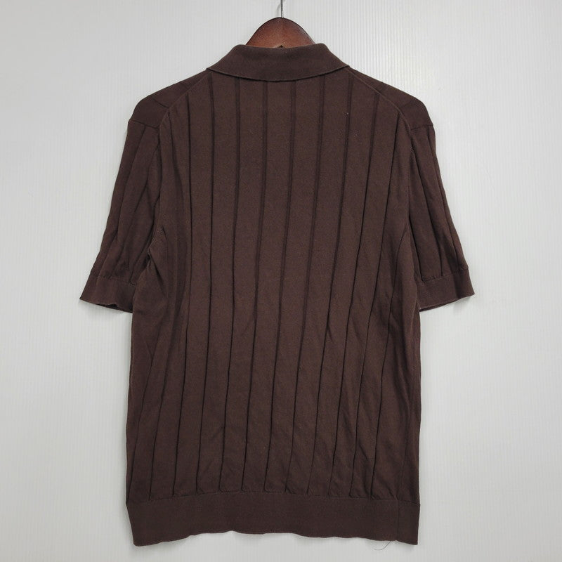 【中古品】【メンズ】 GALLIA KNIT PROJECT ガリア ニット プロジェクト KNIT POLO SHIRT ニット ポロシャツ 半袖 トップス 141-260123-as-30-izu サイズ：M カラー：ブラウン 万代Net店