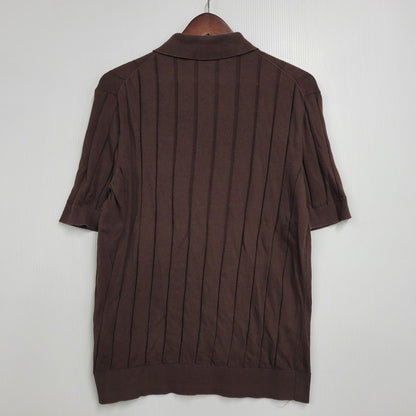 【中古品】【メンズ】 GALLIA KNIT PROJECT ガリア ニット プロジェクト KNIT POLO SHIRT ニット ポロシャツ 半袖 トップス 141-260123-as-30-izu サイズ：M カラー：ブラウン 万代Net店