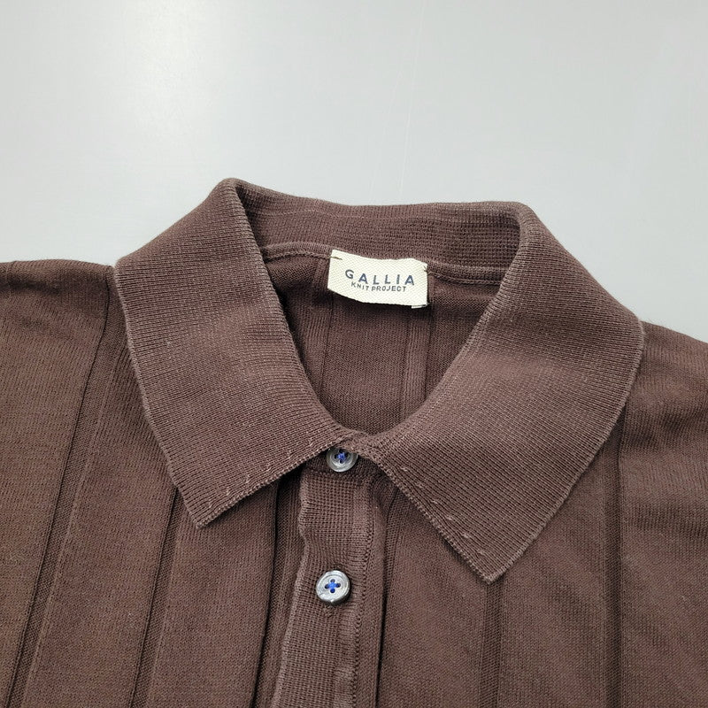 【中古品】【メンズ】 GALLIA KNIT PROJECT ガリア ニット プロジェクト KNIT POLO SHIRT ニット ポロシャツ 半袖 トップス 141-260123-as-30-izu サイズ：M カラー：ブラウン 万代Net店
