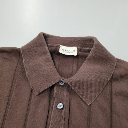 【中古品】【メンズ】 GALLIA KNIT PROJECT ガリア ニット プロジェクト KNIT POLO SHIRT ニット ポロシャツ 半袖 トップス 141-260123-as-30-izu サイズ：M カラー：ブラウン 万代Net店