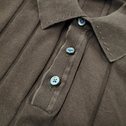 【中古品】【メンズ】 GALLIA KNIT PROJECT ガリア ニット プロジェクト KNIT POLO SHIRT ニット ポロシャツ 半袖 トップス 141-260123-as-30-izu サイズ：M カラー：ブラウン 万代Net店