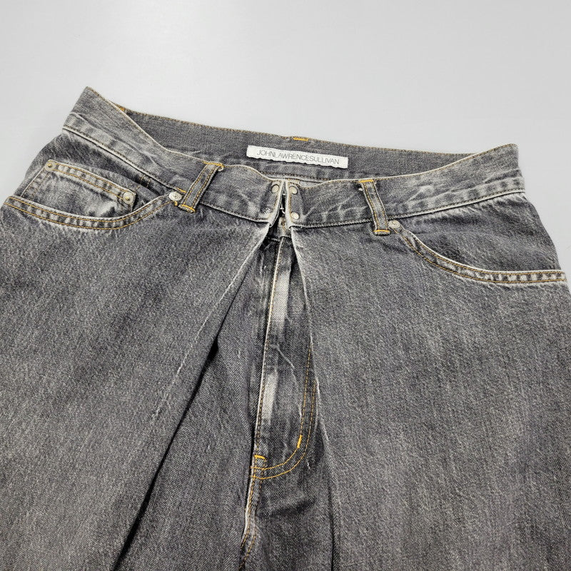 【現状渡し品】【メンズ】 WASHED DENIM WIDE PANTS JLS-02-23 ウォッシュド デニム ワイド パンツ ボトムス 151-260123-as-15-izu サイズ：44 カラー：ブラック 万代Net店
