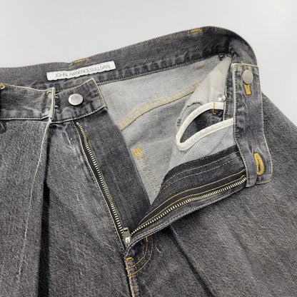 【現状渡し品】【メンズ】 WASHED DENIM WIDE PANTS JLS-02-23 ウォッシュド デニム ワイド パンツ ボトムス 151-260123-as-15-izu サイズ：44 カラー：ブラック 万代Net店