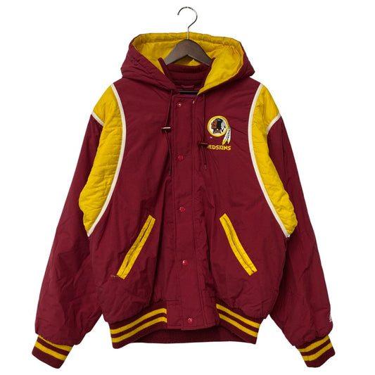 【現状渡し品】【メンズ】 STARTER × NFL スターター バイ エヌエフエル90S 台湾製"REDSKINS"レッドスキンズ NYLON HOODED DOWN JACKET ナイロン フーデッド ダウン ジャケット アウター 146-260123-mh-02-izu サイズ：L カラー：ワインレッド/イエロー 万代Net店