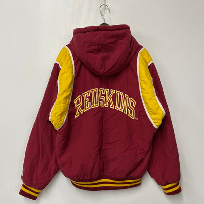 【現状渡し品】【メンズ】 STARTER × NFL スターター バイ エヌエフエル90S 台湾製"REDSKINS"レッドスキンズ NYLON HOODED DOWN JACKET ナイロン フーデッド ダウン ジャケット アウター 146-260123-mh-02-izu サイズ：L カラー：ワインレッド/イエロー 万代Net店