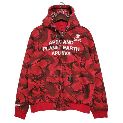 【現状渡し品】【メンズ】 AAPE BY A BATHING APE エーエイプバイアベイシングエイプ REVERSIBLE ZIP UP HOODIE AAPLJM7196XXA リバーシブル ジップアップ フーディー パーカー 142-260125-as-05-izu サイズ：L カラー：レッド 万代Net店