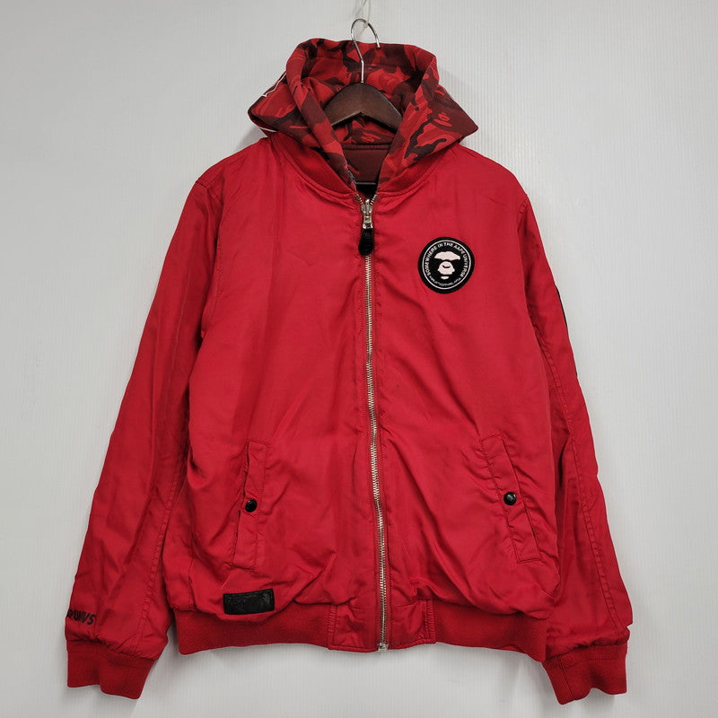 【現状渡し品】【メンズ】 AAPE BY A BATHING APE エーエイプバイアベイシングエイプ REVERSIBLE ZIP UP HOODIE AAPLJM7196XXA リバーシブル ジップアップ フーディー パーカー 142-260125-as-05-izu サイズ：L カラー：レッド 万代Net店