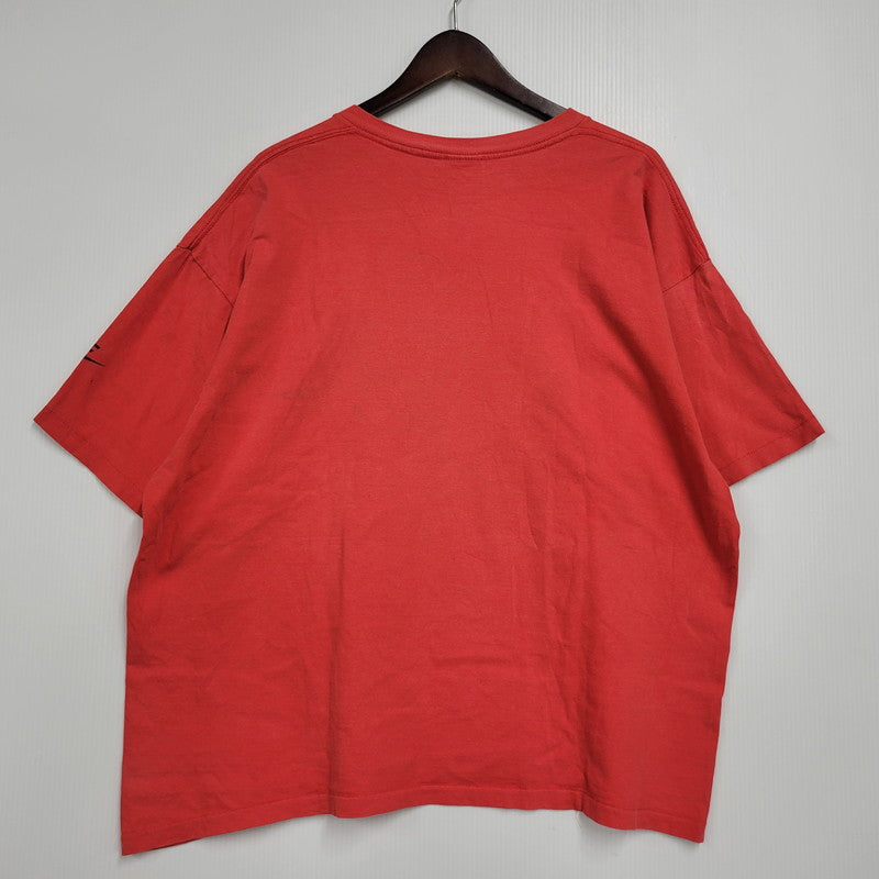【中古品】【メンズ】 銀タグ USA製 AIR JORDAN PRINT エア ジョーダン プリント S/S ショートスリーブ TEE Tシャツ トップス 半袖 146-260127-ya-11-izu サイズ：XL カラー：レッド 万代Net店