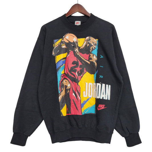 【中古品】【メンズ】 JORDAN PRINT SWEAT ジョーダン プリント スウェット 銀タグ 日本製 長袖 トップス 146-260125-as-04-izu サイズ：L カラー：ブラック 万代Net店