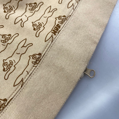 【中古品】【メンズ】 HUF ハフ ×ICECREAM アイスクリーム FL00199 RUNNING DOG FULL ZIP HOODED SWEATSHIRT ランニングドッグフルジップフーデッド スウェットシャツ 142-260128-tt-13-izu サイズ：L カラー：ベージュ 万代Net店