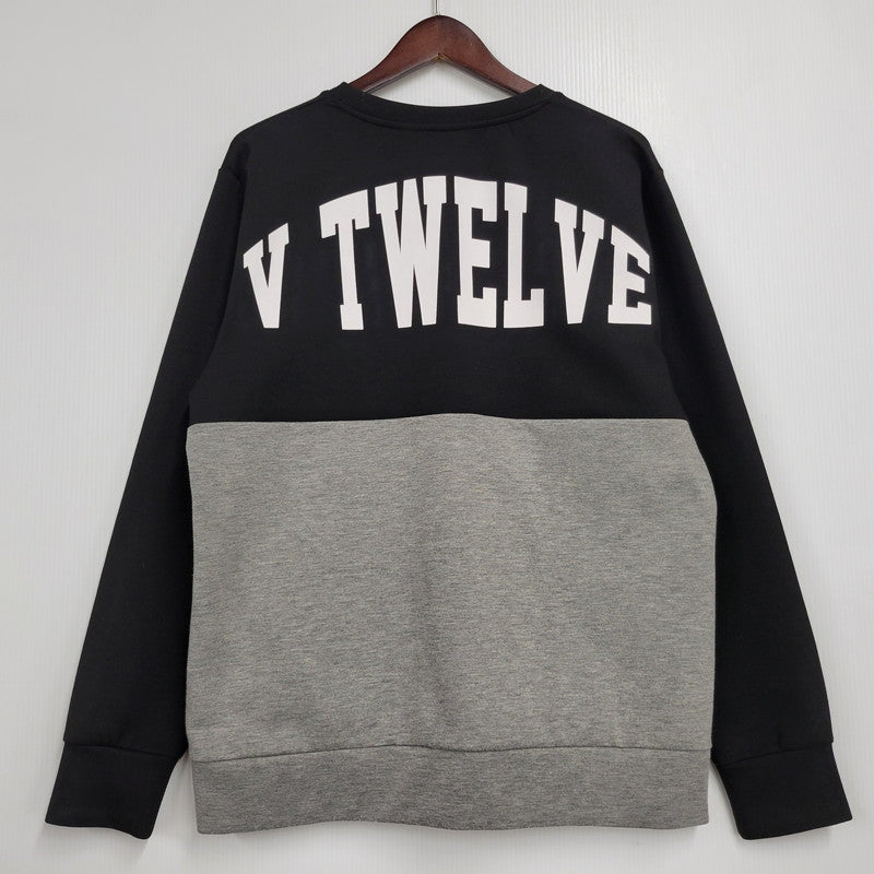 【中古品】【メンズ】 V12 ヴィトゥエルヴ SWEAT SHIRT スウェット シャツ トレーナー トップス 長袖 141-260128-kh-04-izu サイズ：L カラー：ブラック×グレー 万代Net店