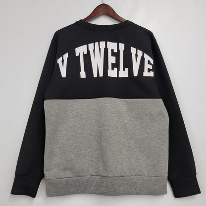 【中古品】【メンズ】 V12 ヴィトゥエルヴ SWEAT SHIRT スウェット シャツ トレーナー トップス 長袖 141-260128-kh-04-izu サイズ：L カラー：ブラック×グレー 万代Net店