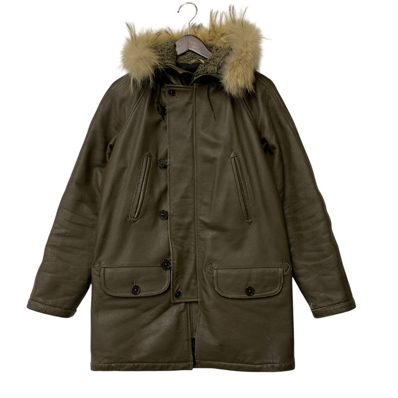 【現状渡し品】【メンズ】 UNITED ARROWS BLUE LABEL ユナイテッドアローズ ブルーレーベル 1225-199-4360 N-3B LEATHER COAT レザー コート アウター 147-260127-yn-06-izu サイズ：S カラー：オリーブ 万代Net店