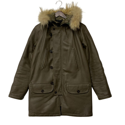 【現状渡し品】【メンズ】 UNITED ARROWS BLUE LABEL ユナイテッドアローズ ブルーレーベル 1225-199-4360 N-3B LEATHER COAT レザー コート アウター 147-260127-yn-06-izu サイズ：S カラー：オリーブ 万代Net店