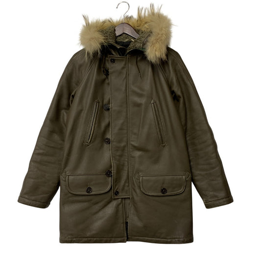 【現状渡し品】【メンズ】 UNITED ARROWS BLUE LABEL ユナイテッドアローズ ブルーレーベル 1225-199-4360 N-3B LEATHER COAT レザー コート アウター 147-260127-yn-06-izu サイズ：S カラー：オリーブ 万代Net店
