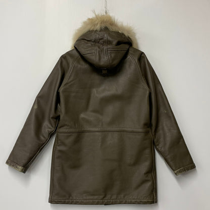【現状渡し品】【メンズ】 UNITED ARROWS BLUE LABEL ユナイテッドアローズ ブルーレーベル 1225-199-4360 N-3B LEATHER COAT レザー コート アウター 147-260127-yn-06-izu サイズ：S カラー：オリーブ 万代Net店