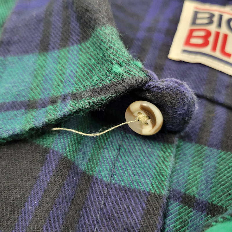 【中古品】【メンズ】 BIG BILL ビッグビル BLOCK CHECK SHIRT ブロック チェック シャツ トップス 長袖 146-260128-kh-02-izu サイズ：M カラー：グリーン×ネイビー 万代Net店