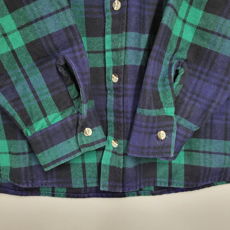【中古品】【メンズ】 BIG BILL ビッグビル BLOCK CHECK SHIRT ブロック チェック シャツ トップス 長袖 146-260128-kh-02-izu サイズ：M カラー：グリーン×ネイビー 万代Net店