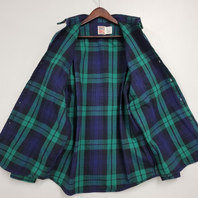 【中古品】【メンズ】 BIG BILL ビッグビル BLOCK CHECK SHIRT ブロック チェック シャツ トップス 長袖 146-260128-kh-02-izu サイズ：M カラー：グリーン×ネイビー 万代Net店