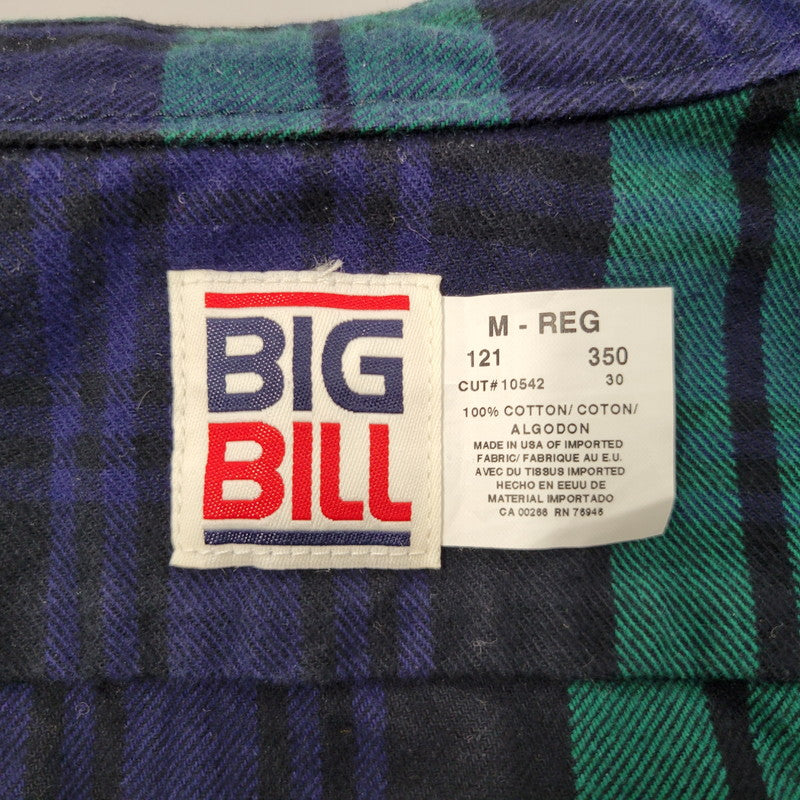 【中古品】【メンズ】 BIG BILL ビッグビル BLOCK CHECK SHIRT ブロック チェック シャツ トップス 長袖 146-260128-kh-02-izu サイズ：M カラー：グリーン×ネイビー 万代Net店