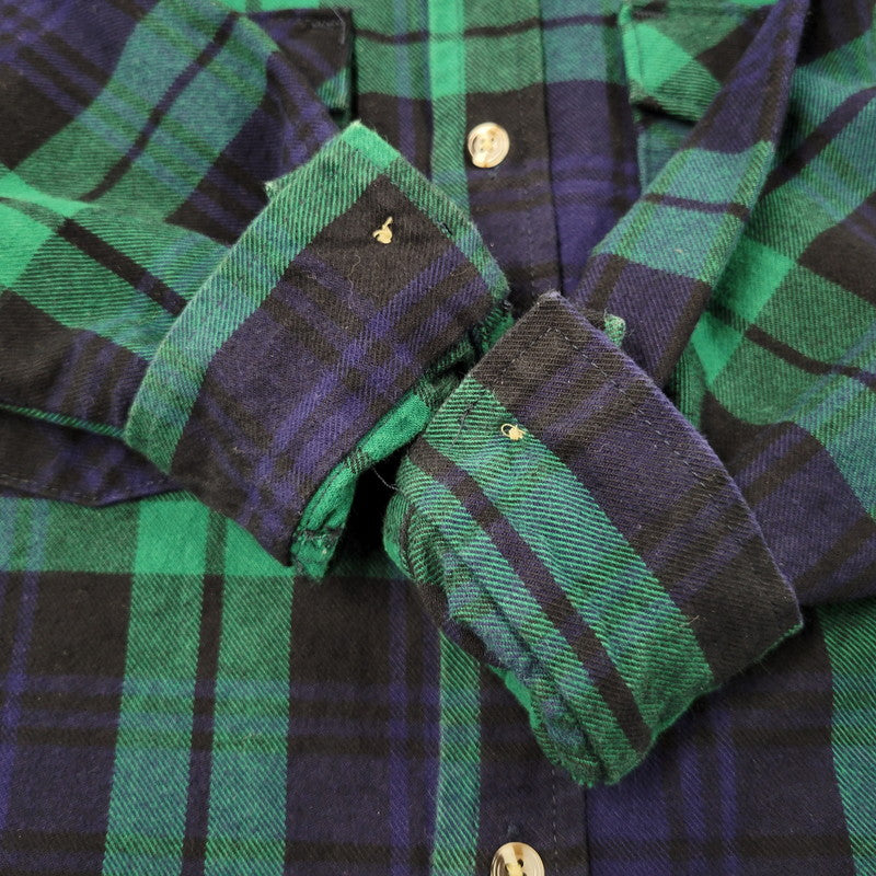 【中古品】【メンズ】 BIG BILL ビッグビル BLOCK CHECK SHIRT ブロック チェック シャツ トップス 長袖 146-260128-kh-02-izu サイズ：M カラー：グリーン×ネイビー 万代Net店