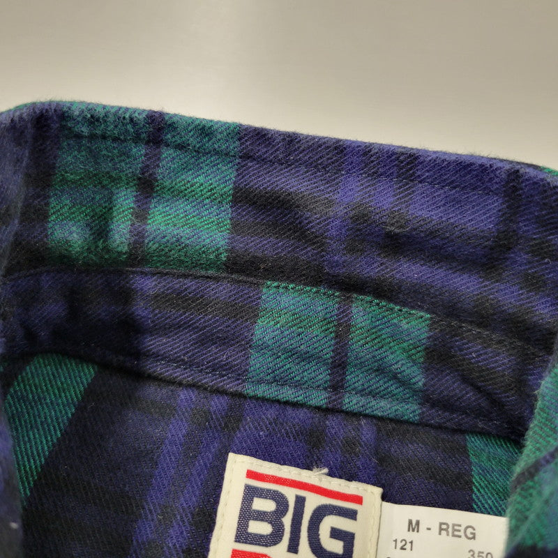 【中古品】【メンズ】 BIG BILL ビッグビル BLOCK CHECK SHIRT ブロック チェック シャツ トップス 長袖 146-260128-kh-02-izu サイズ：M カラー：グリーン×ネイビー 万代Net店