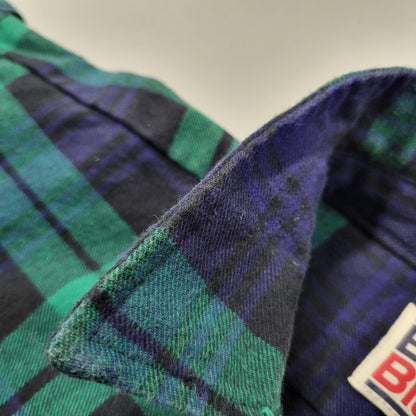 【中古品】【メンズ】 BIG BILL ビッグビル BLOCK CHECK SHIRT ブロック チェック シャツ トップス 長袖 146-260128-kh-02-izu サイズ：M カラー：グリーン×ネイビー 万代Net店