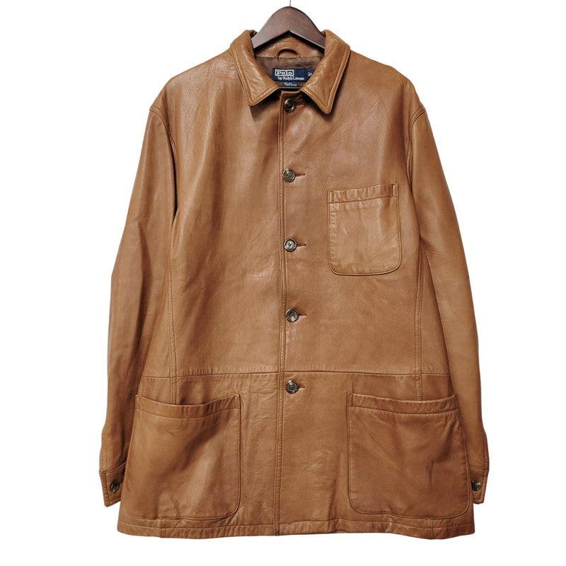 【中古品】【メンズ】 90S LEATHER CAR COAT レザー カー コート アウター 146-260127-cs-06-izu サイズ：L カラー：ブラウン 万代Net店