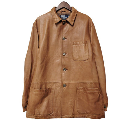 【中古品】【メンズ】 90S LEATHER CAR COAT レザー カー コート アウター 146-260127-cs-06-izu サイズ：L カラー：ブラウン 万代Net店