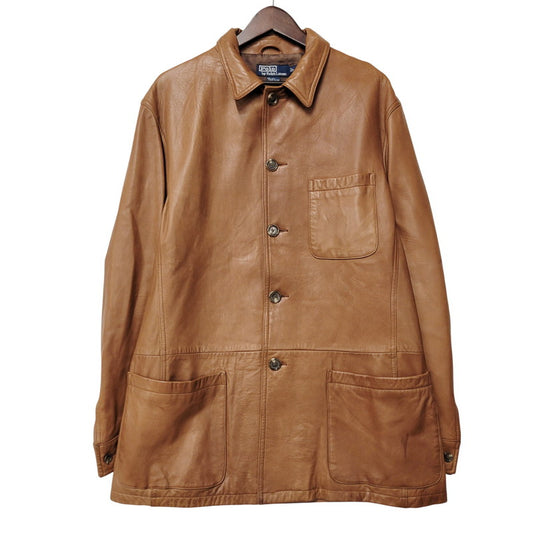 【中古品】【メンズ】 90S LEATHER CAR COAT レザー カー コート アウター 146-260127-cs-06-izu サイズ：L カラー：ブラウン 万代Net店