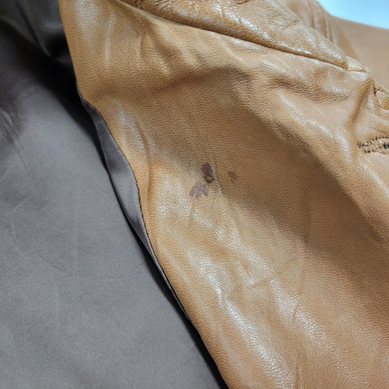 【中古品】【メンズ】 90S LEATHER CAR COAT レザー カー コート アウター 146-260127-cs-06-izu サイズ：L カラー：ブラウン 万代Net店