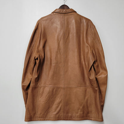 【中古品】【メンズ】 90S LEATHER CAR COAT レザー カー コート アウター 146-260127-cs-06-izu サイズ：L カラー：ブラウン 万代Net店