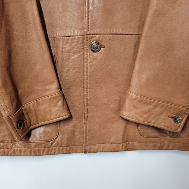 【中古品】【メンズ】 90S LEATHER CAR COAT レザー カー コート アウター 146-260127-cs-06-izu サイズ：L カラー：ブラウン 万代Net店