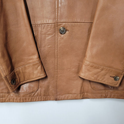 【中古品】【メンズ】 90S LEATHER CAR COAT レザー カー コート アウター 146-260127-cs-06-izu サイズ：L カラー：ブラウン 万代Net店