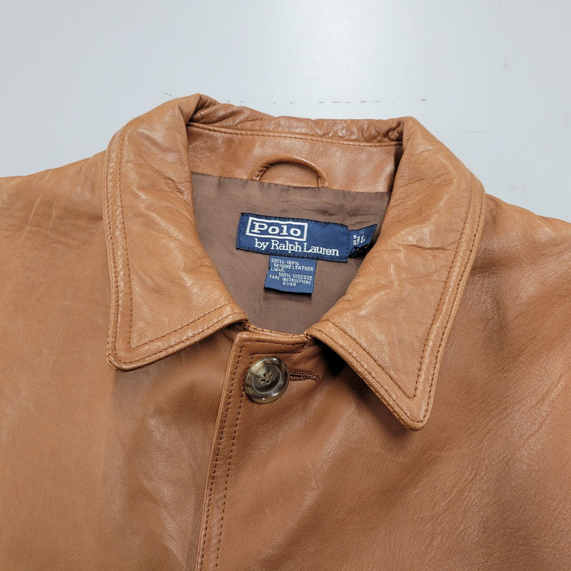 【中古品】【メンズ】 90S LEATHER CAR COAT レザー カー コート アウター 146-260127-cs-06-izu サイズ：L カラー：ブラウン 万代Net店