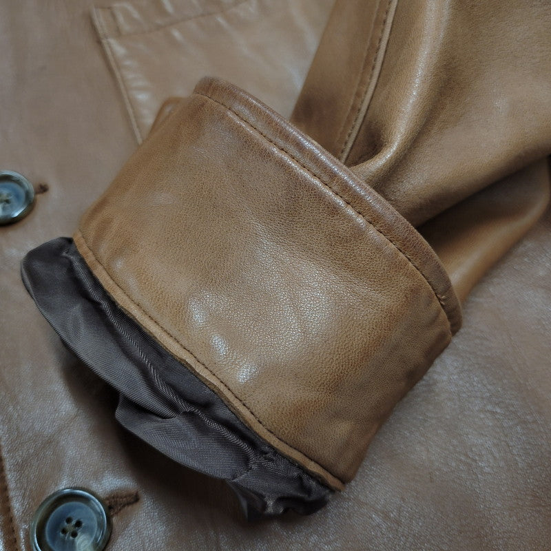 【中古品】【メンズ】 90S LEATHER CAR COAT レザー カー コート アウター 146-260127-cs-06-izu サイズ：L カラー：ブラウン 万代Net店