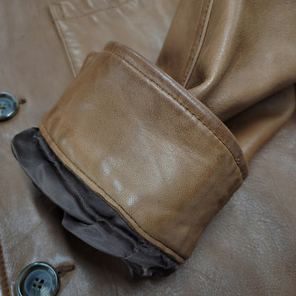 【中古品】【メンズ】 90S LEATHER CAR COAT レザー カー コート アウター 146-260127-cs-06-izu サイズ：L カラー：ブラウン 万代Net店