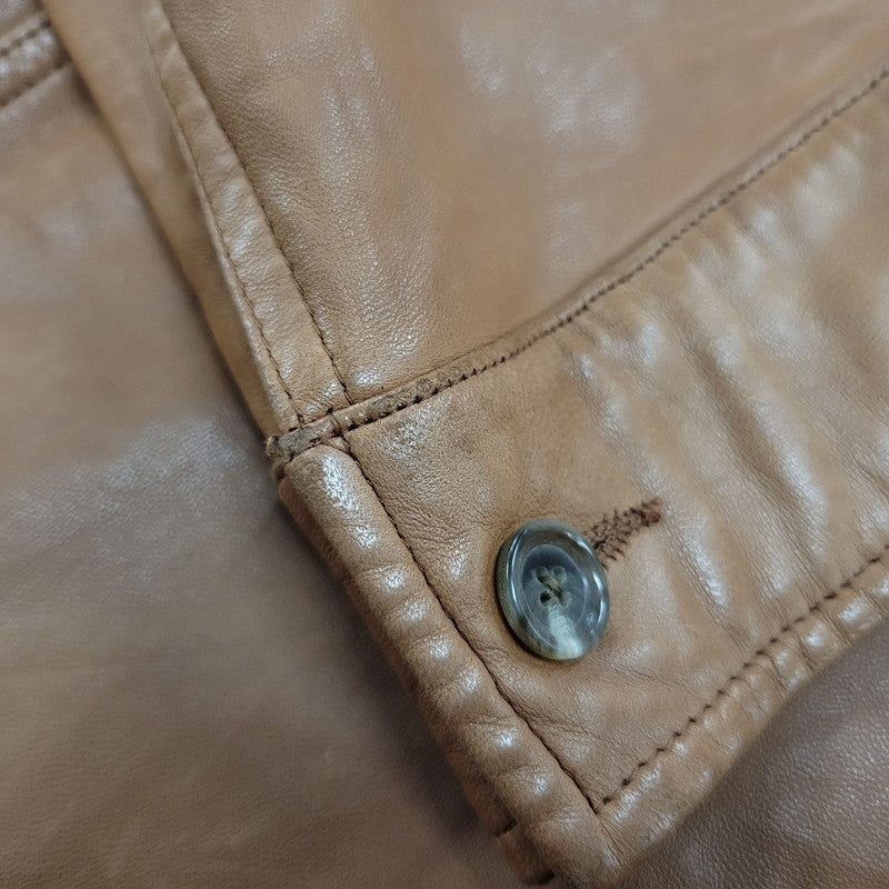 【中古品】【メンズ】 90S LEATHER CAR COAT レザー カー コート アウター 146-260127-cs-06-izu サイズ：L カラー：ブラウン 万代Net店